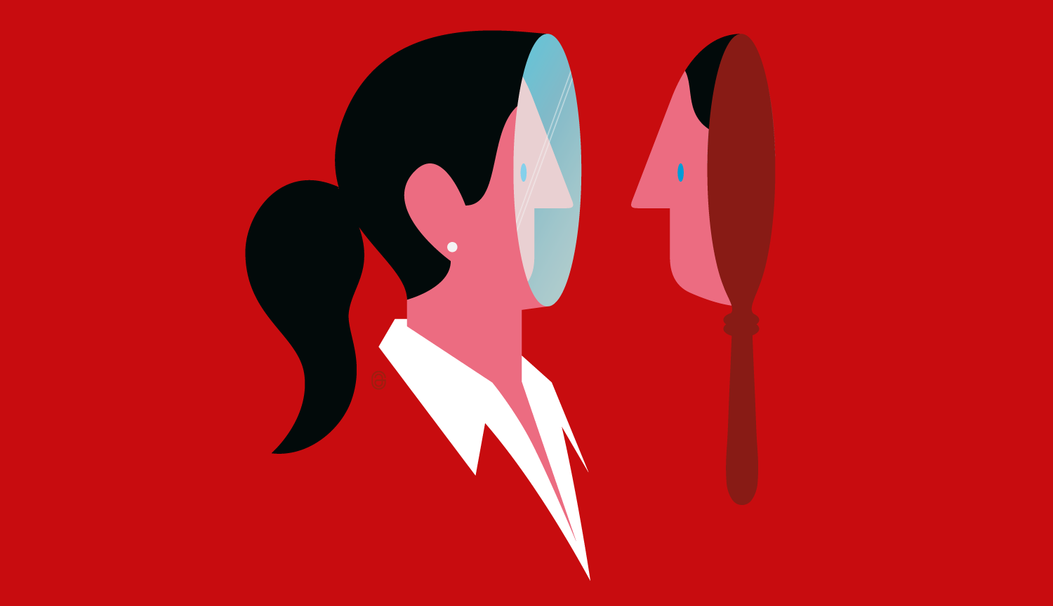 Ilustración conceptual de una mujer mirando su reflejo.